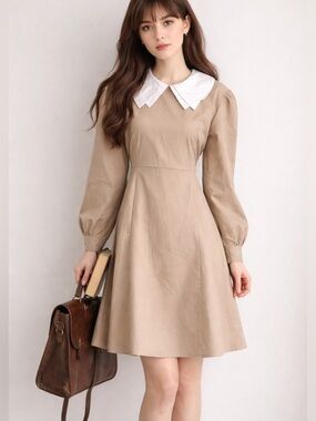 DAZY Peter Pan Collar Puff Sleeve Dress